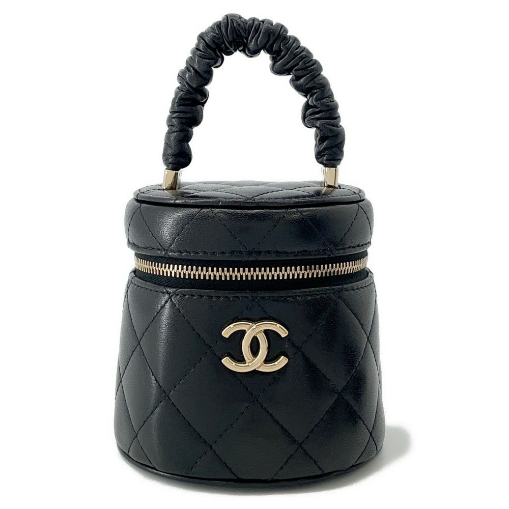 シャネル ハンドバッグ ミニ バニティバッグ マトラッセ ココマーク ラムスキン AP2729 CHANEL 黒