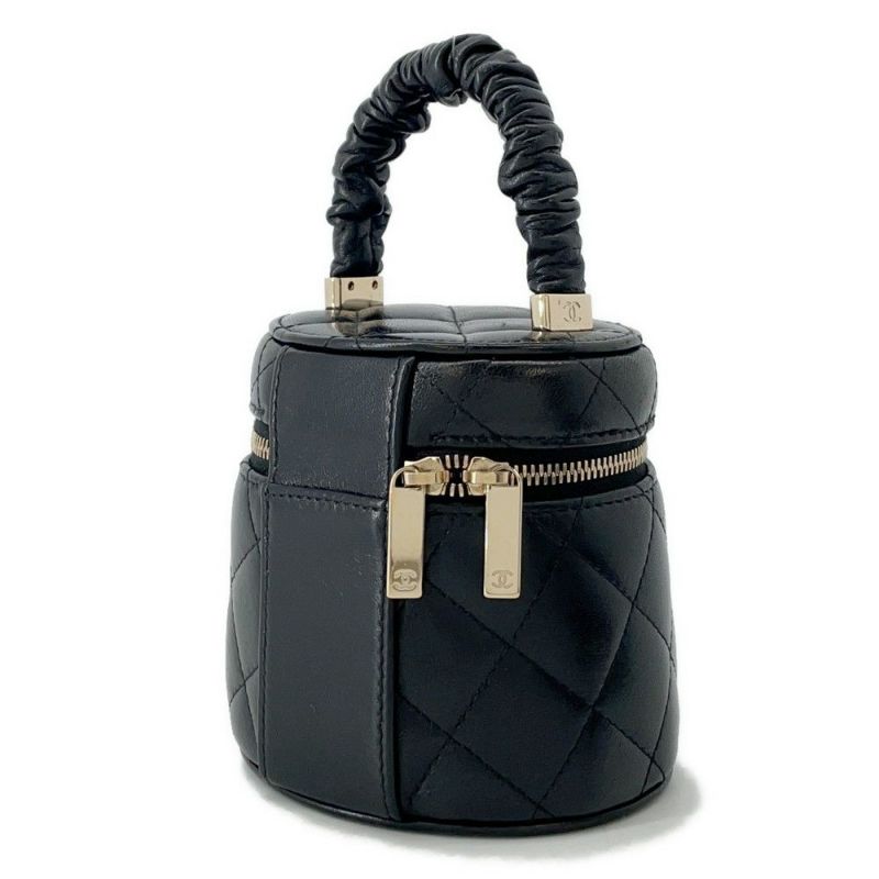 シャネル ハンドバッグ ミニ バニティバッグ マトラッセ ココマーク ラムスキン AP2729 CHANEL 黒
