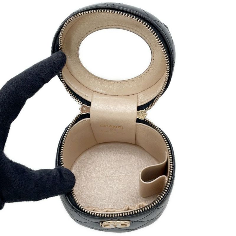 シャネル ハンドバッグ ミニ バニティバッグ マトラッセ ココマーク ラムスキン AP2729 CHANEL 黒