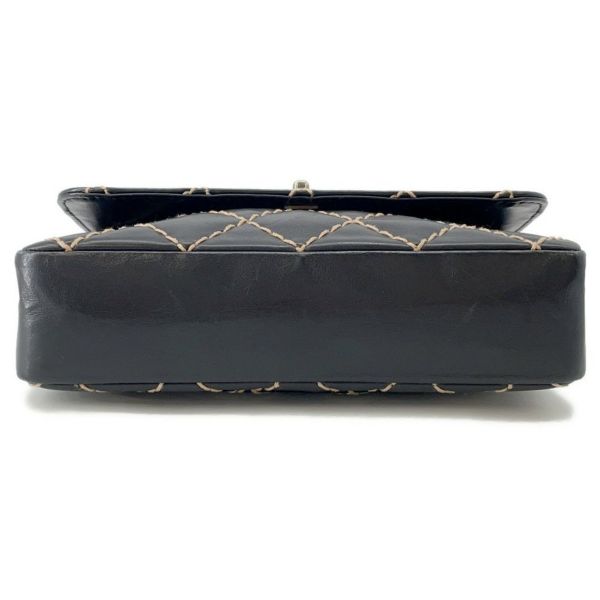 シャネル チェーンショルダーバッグ マトラッセ ココマーク ワイルドステッチ ダブルチェーン ラムスキン CHANEL 黒