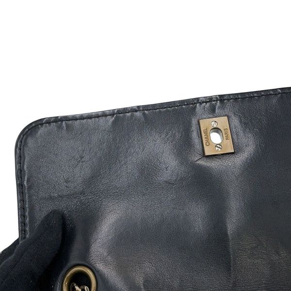 シャネル チェーンショルダーバッグ マトラッセ ココマーク ワイルドステッチ ダブルチェーン ラムスキン CHANEL 黒