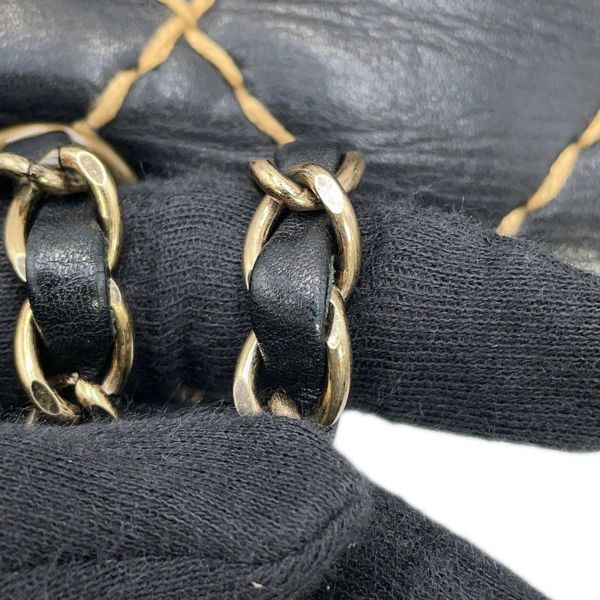 シャネル チェーンショルダーバッグ マトラッセ ココマーク ワイルドステッチ ダブルチェーン ラムスキン CHANEL 黒