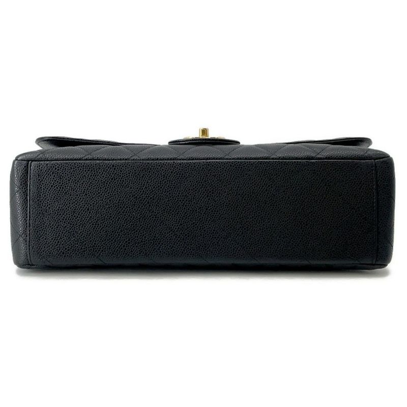 シャネル チェーンショルダーバッグ マトラッセ34 ココマーク マキシ ダブルフラップ Wチェーン A58601 デカマト 黒