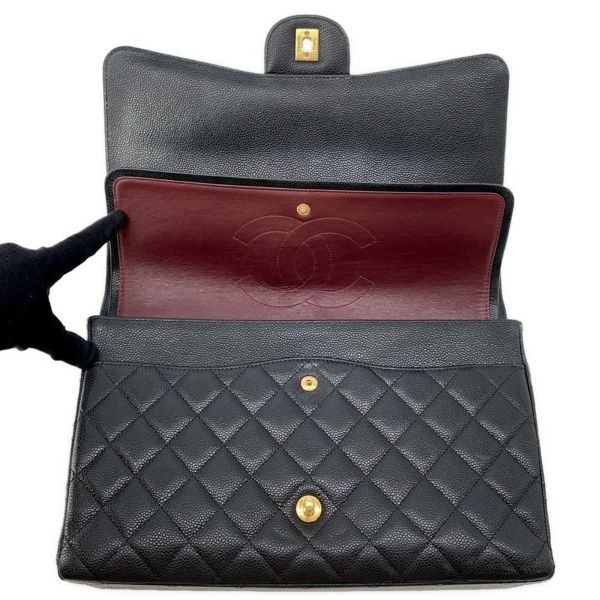 シャネル チェーンショルダーバッグ マトラッセ34 ココマーク マキシ ダブルフラップ Wチェーン A58601 デカマト 黒