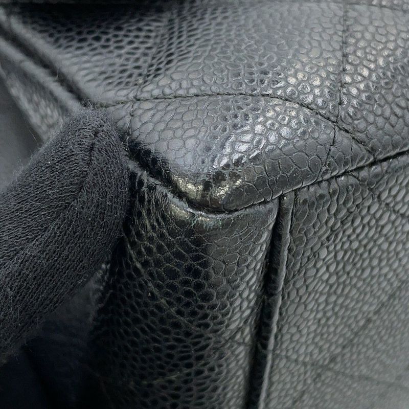 シャネル チェーンショルダーバッグ マトラッセ34 ココマーク マキシ ダブルフラップ Wチェーン A58601 デカマト 黒