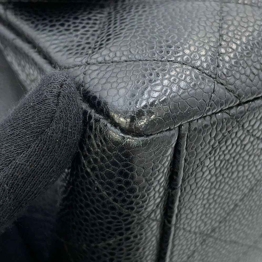 シャネル チェーンショルダーバッグ マトラッセ34 ココマーク マキシ ダブルフラップ Wチェーン A58601 デカマト 黒