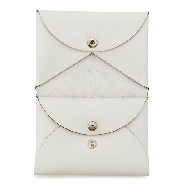 エルメス コインケース カルヴィ デュオ Selle en Desordres ナタ/マルチカラー/シルバー金具 スイフト B刻印 財布 白