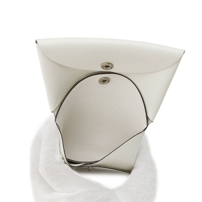 エルメス コインケース カルヴィ デュオ Selle en Desordres ナタ/マルチカラー/シルバー金具 スイフト B刻印 財布 白