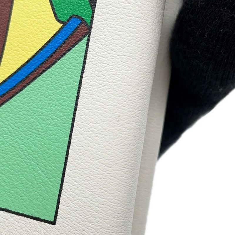 エルメス コインケース カルヴィ デュオ Selle en Desordres ナタ/マルチカラー/シルバー金具 スイフト B刻印 財布 白