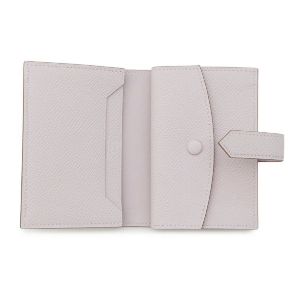 エルメス カードケース ベアン ミニ 小銭入れ付き モーヴペール/シルバー金具 エプソン B刻印 ERMES 名刺入れ コインケース