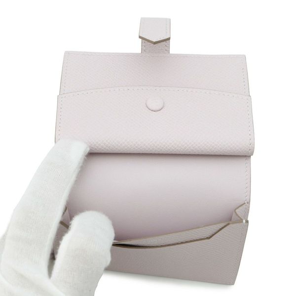 エルメス カードケース ベアン ミニ 小銭入れ付き モーヴペール/シルバー金具 エプソン B刻印 ERMES 名刺入れ コインケース