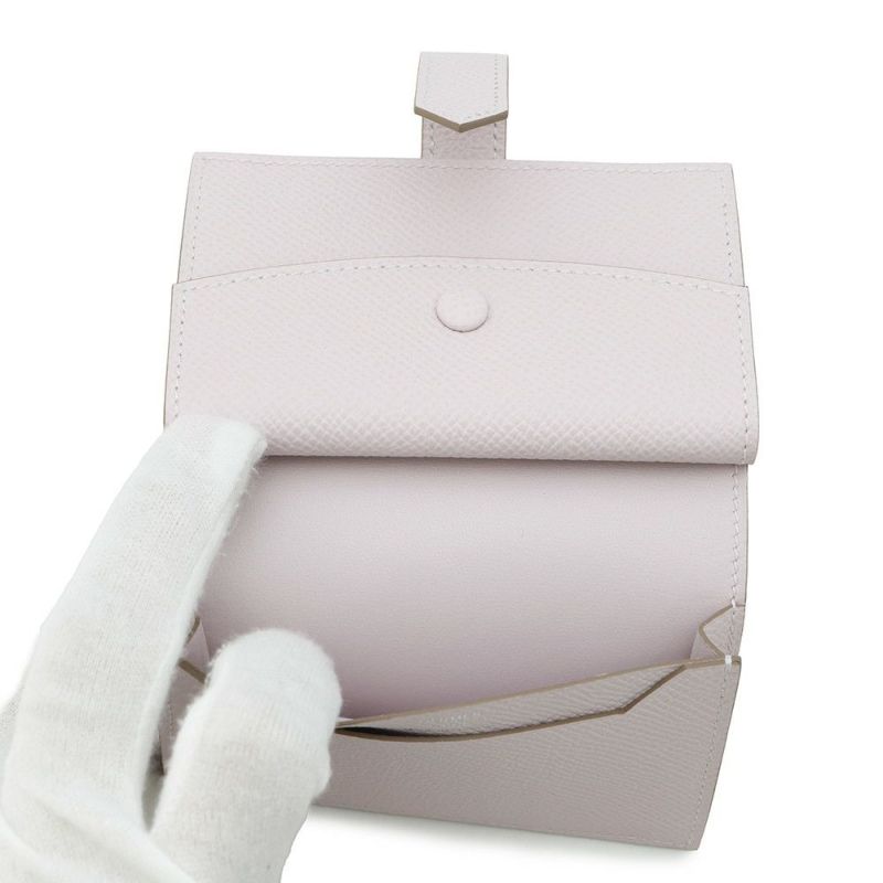 エルメス カードケース ベアン ミニ 小銭入れ付き モーヴペール/シルバー金具 エプソン B刻印 ERMES 名刺入れ コインケース