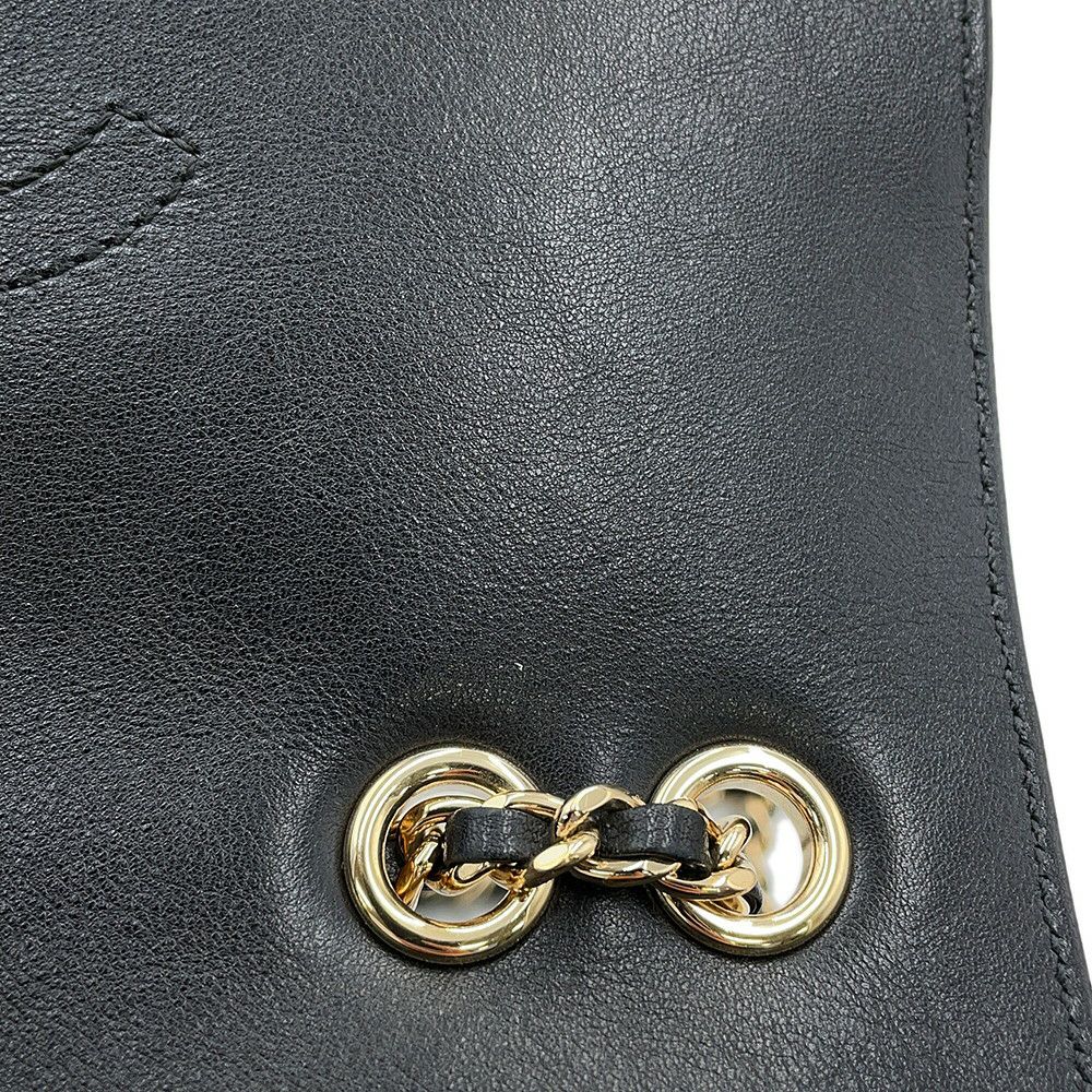 シャネル チェーンショルダーバッグ Vステッチ シェブロン ラムスキン CHANEL 黒