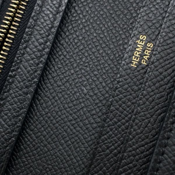 エルメス 二つ折り財布 ベアンコンパクト ブラック/ゴールド金具 エプソン W刻印 HERMES 財布 黒