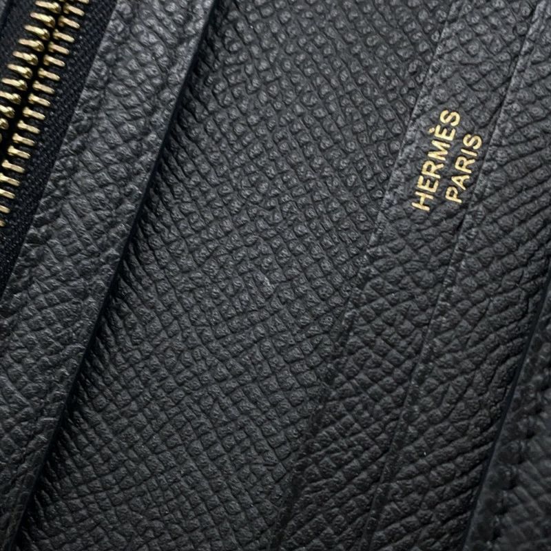 エルメス 二つ折り財布 ベアンコンパクト ブラック/ゴールド金具 エプソン W刻印 HERMES 財布 黒