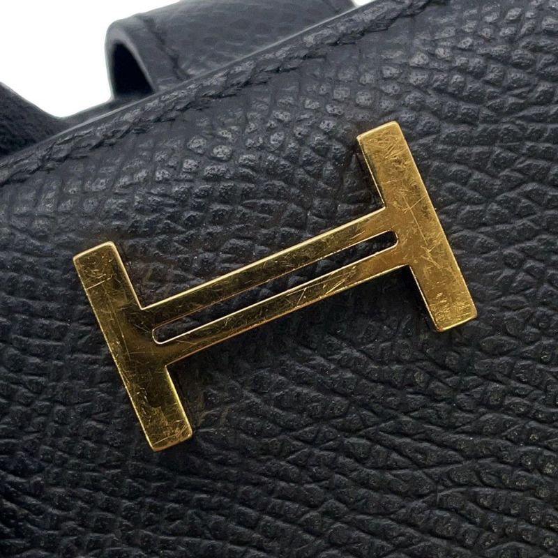 エルメス 二つ折り財布 ベアンコンパクト ブラック/ゴールド金具 エプソン W刻印 HERMES 財布 黒