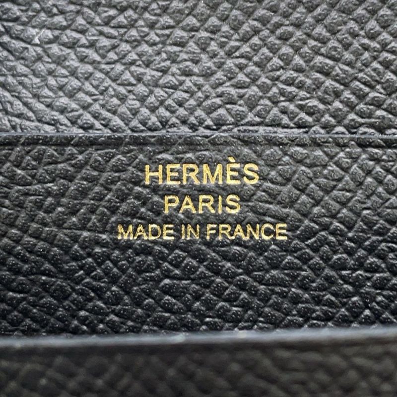 エルメス 二つ折り財布 ベアンコンパクト ブラック/ゴールド金具 エプソン W刻印 HERMES 財布 黒