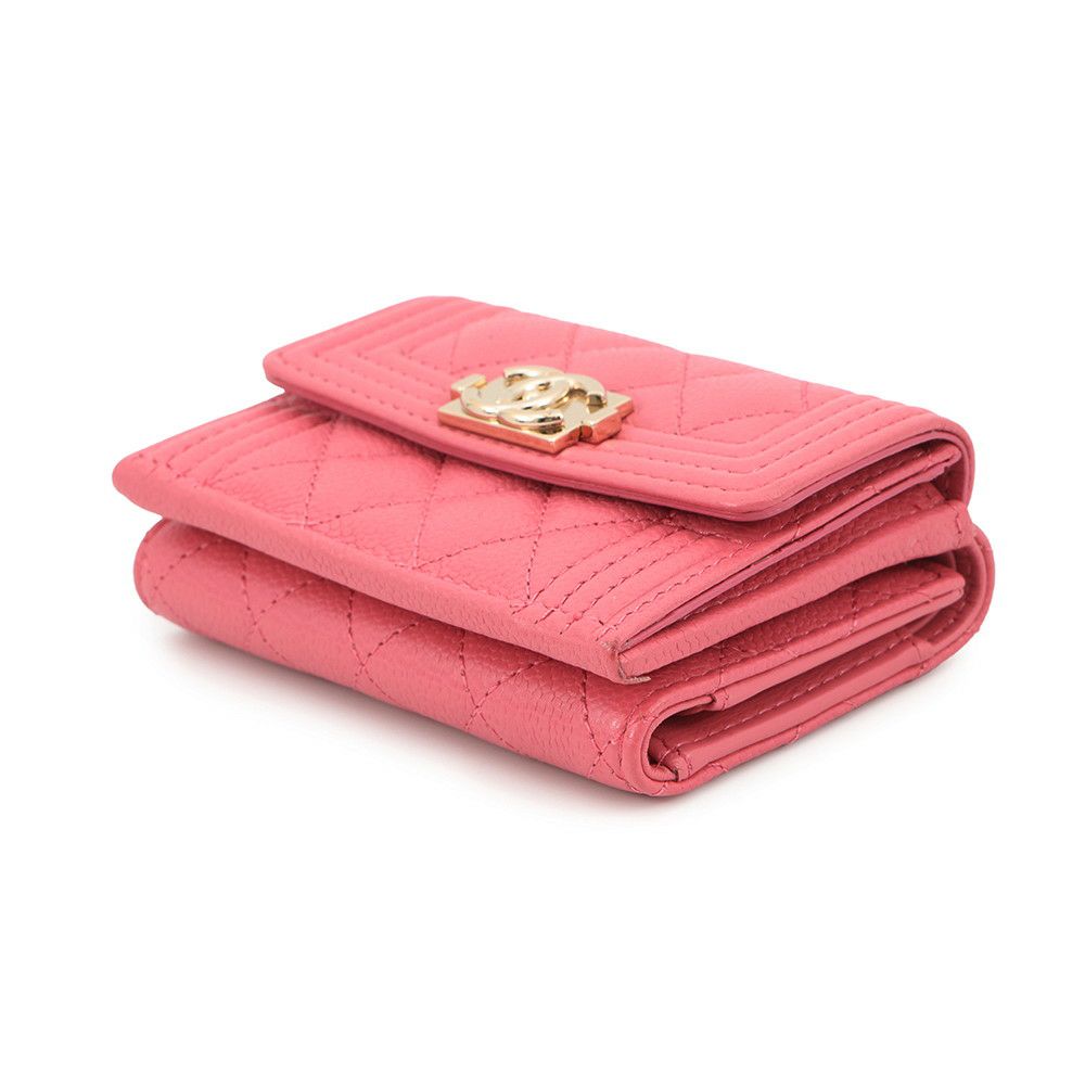 シャネル 三つ折財布 ココマーク マトラッセ ボーイシャネル A84432 CHANEL コンパクトウォレット