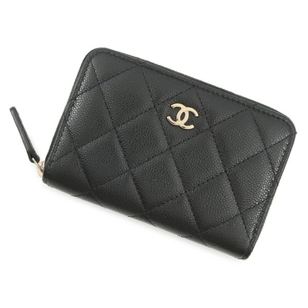 シャネル コインケース ココマーク ジップ コインパース キャビアスキン AP3686 CHANEL 財布 黒