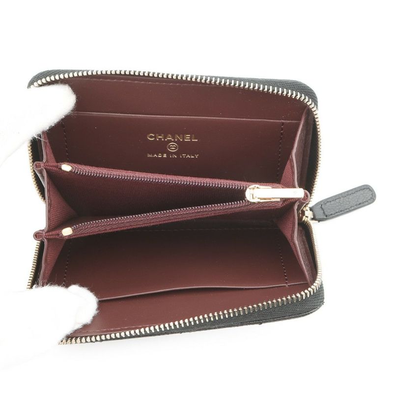 シャネル コインケース ココマーク ジップ コインパース キャビアスキン AP3686 CHANEL 財布 黒