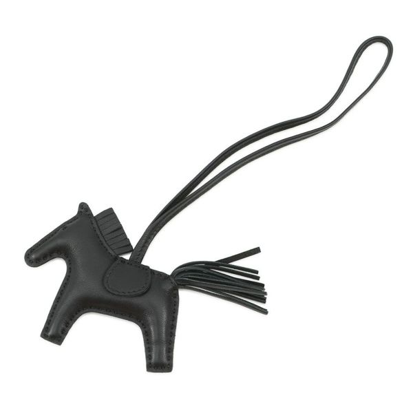 エルメス バッグチャーム ロデオ PM ブラック ラムスキン Y刻印 HERMES チャーム 黒