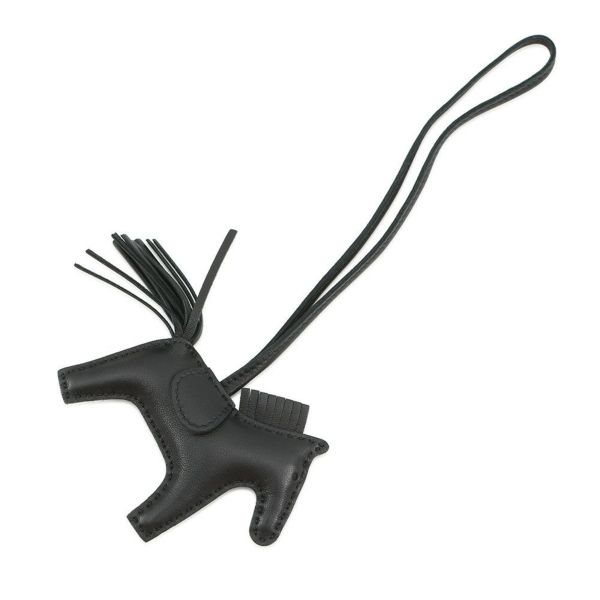 エルメス バッグチャーム ロデオ PM ブラック ラムスキン Y刻印 HERMES チャーム 黒