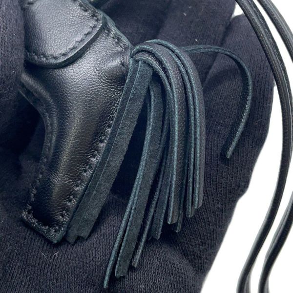 エルメス バッグチャーム ロデオ PM ブラック ラムスキン Y刻印 HERMES チャーム 黒
