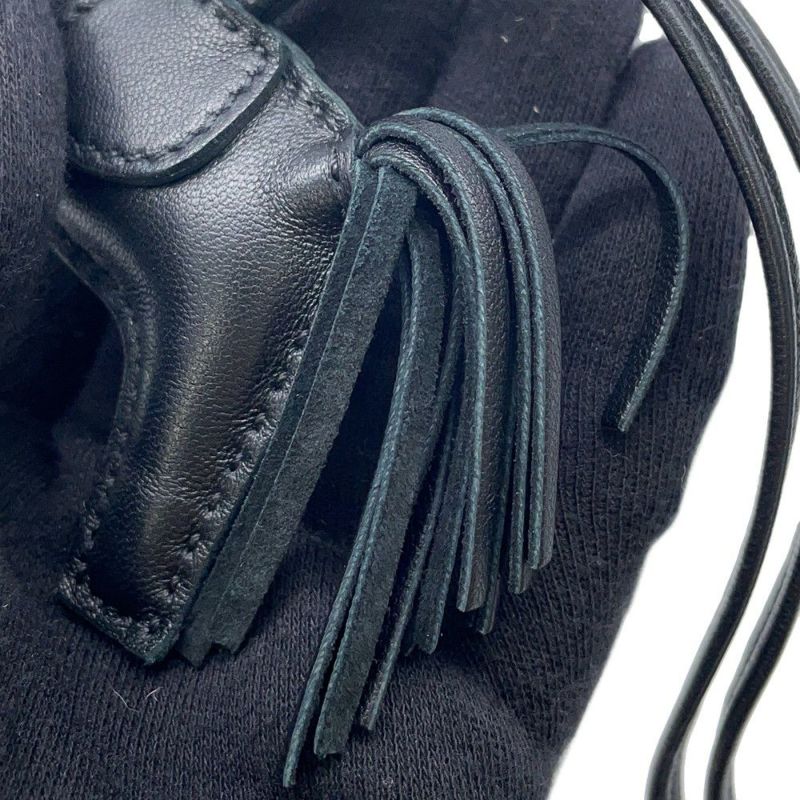 エルメス バッグチャーム ロデオ PM ブラック ラムスキン Y刻印 HERMES チャーム 黒