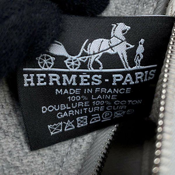 エルメス ポーチ ブリッド・ア・ブラックPM ロカバール グリスフランネル/シルバー金具 ウール HERMES 小物入れ