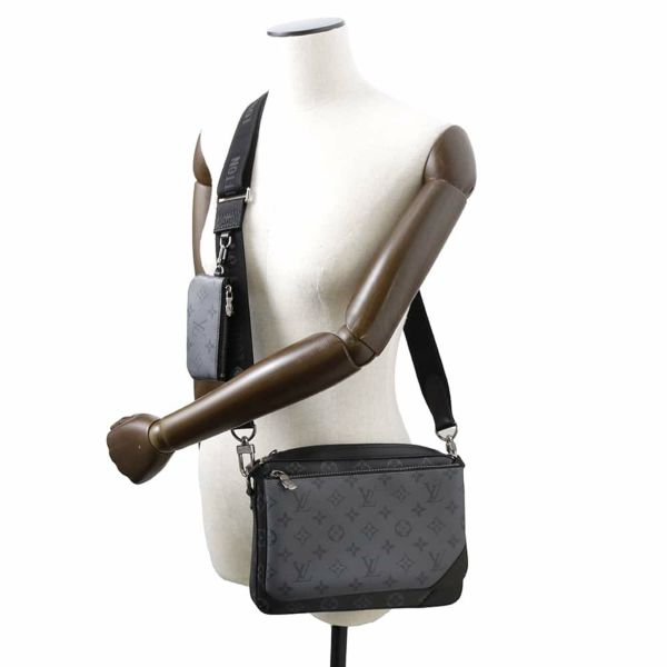 ルイヴィトン ショルダーバッグ モノグラム・エクリプス リバース トリオ・メッセンジャー M69443 LOUIS VUITTON 黒 ブラック