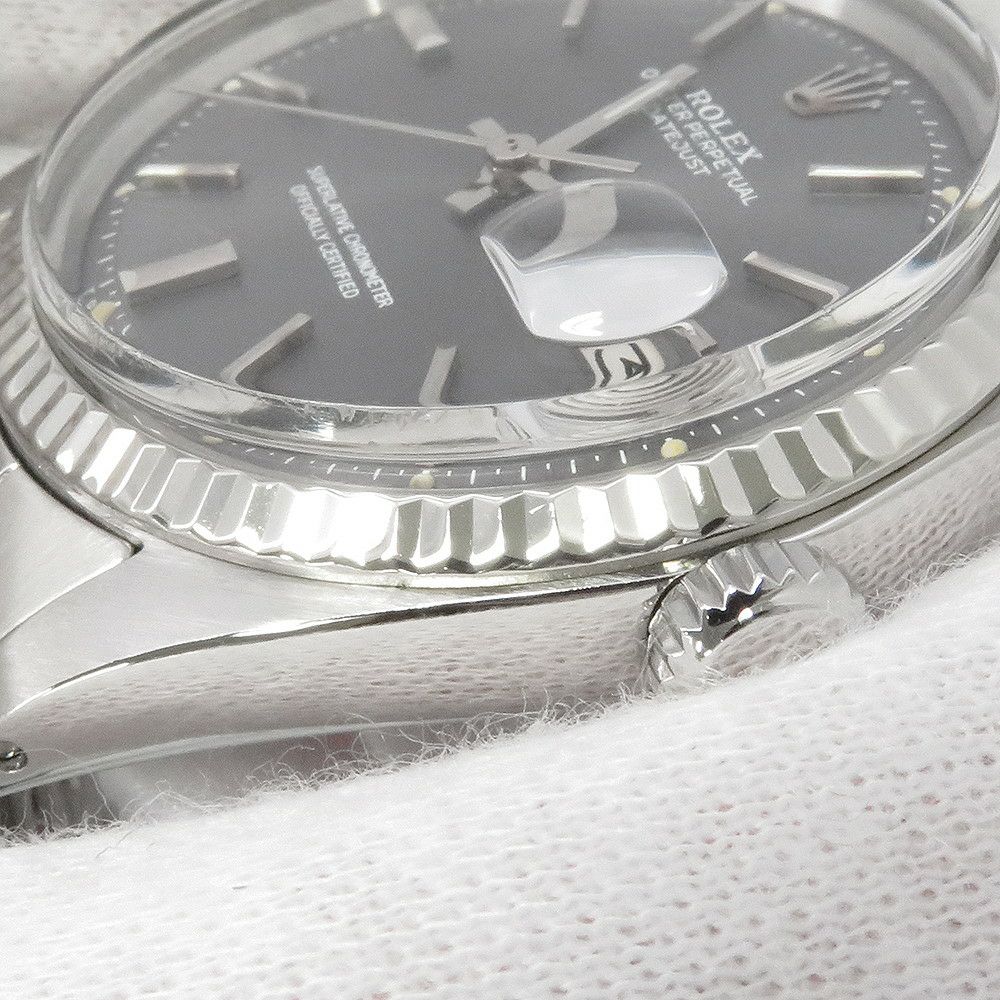 ロレックス デイトジャスト 32番 SS/K18WG 1601 ROLEX 腕時計 グレー文字盤