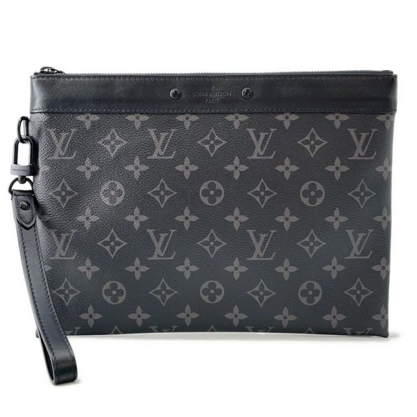ルイヴィトン クラッチバッグ モノグラム・エクリプス ポシェット・トゥ・ゴー M81569 LOUIS VUITTON メンズ 黒
