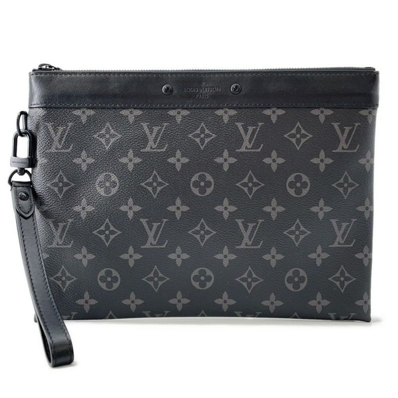 ルイヴィトン クラッチバッグ モノグラム・エクリプス ポシェット・トゥ・ゴー M81569 LOUIS VUITTON メンズ 黒