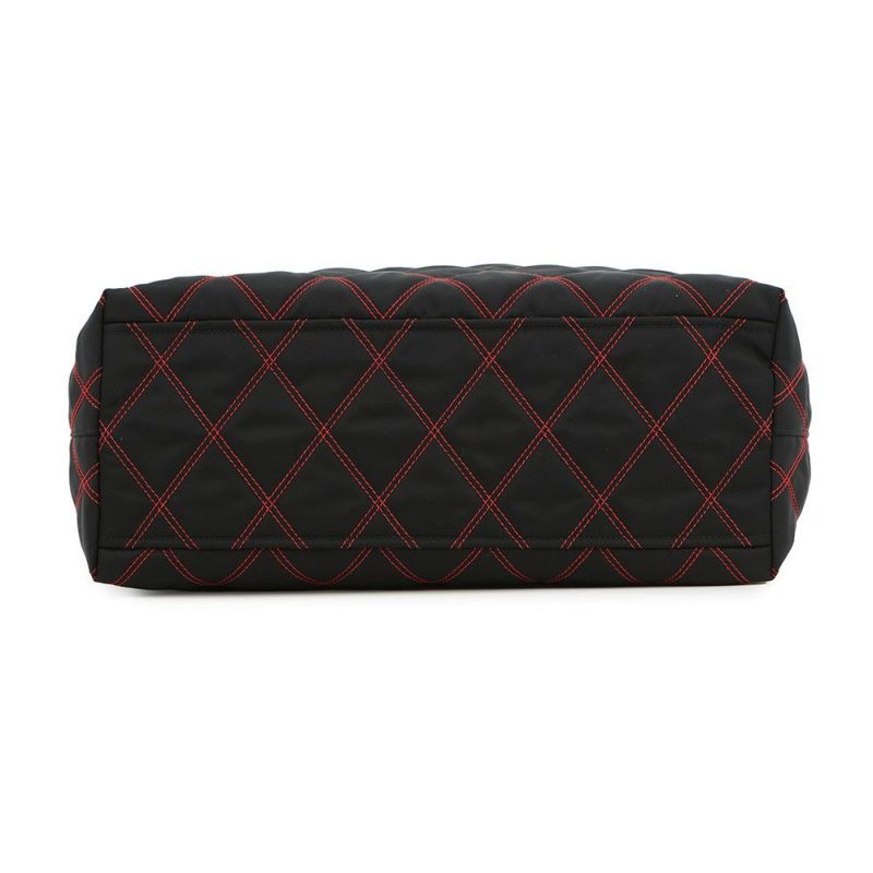 プラダ トートバッグ ロゴ キルティング ナイロン サフィアーノレザー 1BG085 PRADA 黒