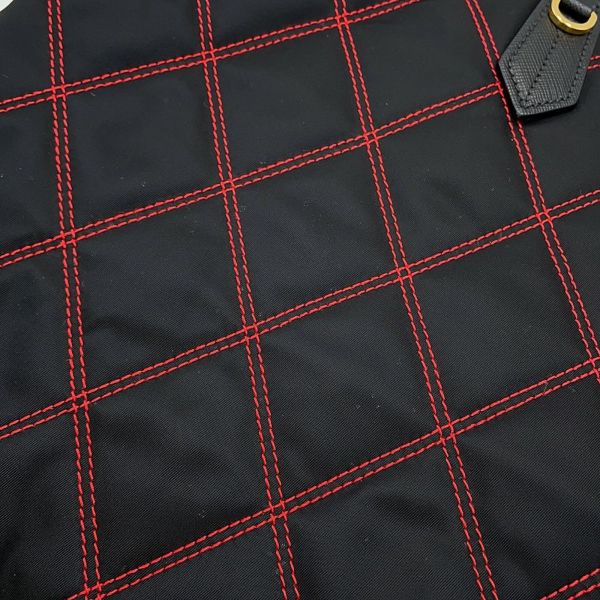 プラダ トートバッグ ロゴ キルティング ナイロン サフィアーノレザー 1BG085 PRADA 黒