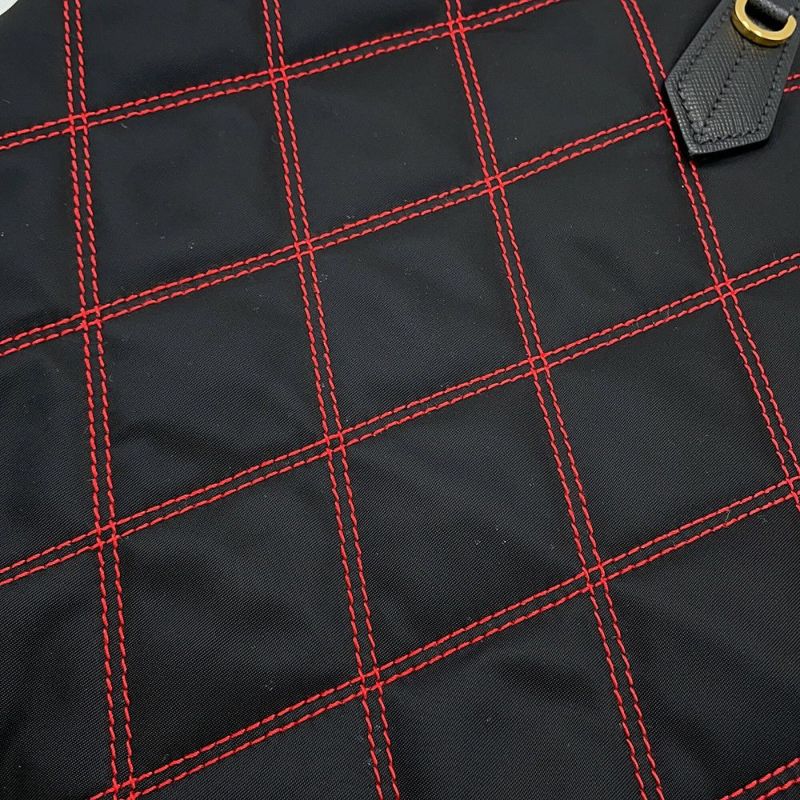 プラダ トートバッグ ロゴ キルティング ナイロン サフィアーノレザー 1BG085 PRADA 黒