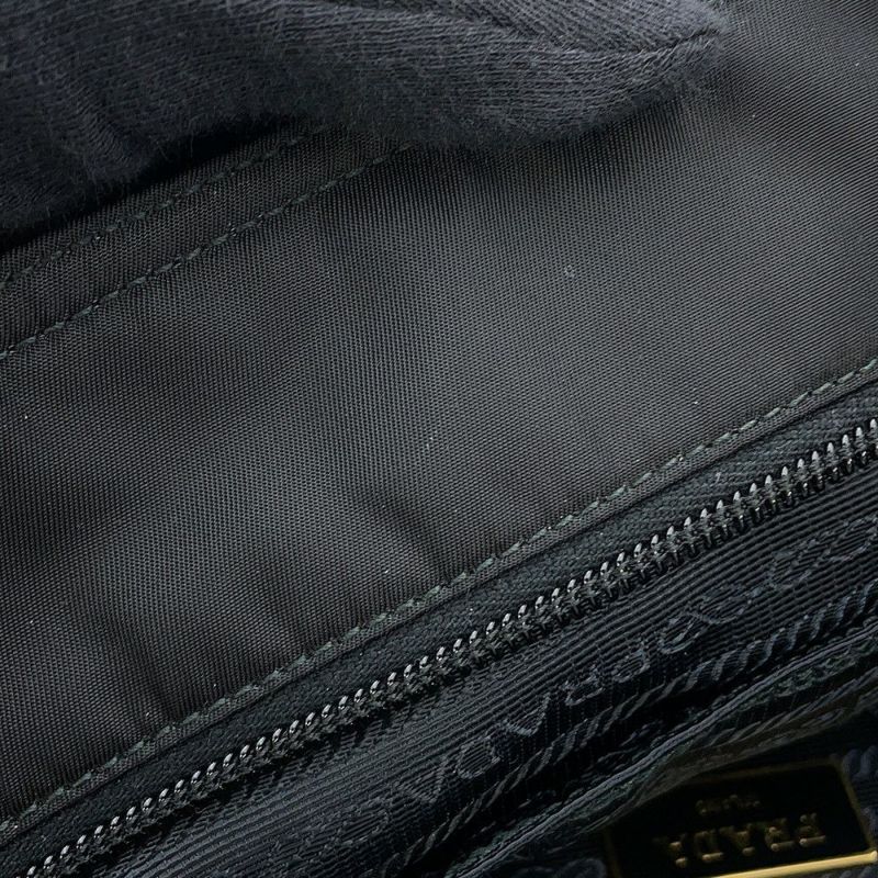 プラダ トートバッグ ロゴ キルティング ナイロン サフィアーノレザー 1BG085 PRADA 黒