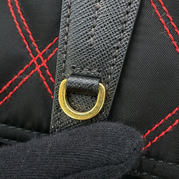 プラダ トートバッグ ロゴ キルティング ナイロン サフィアーノレザー 1BG085 PRADA 黒