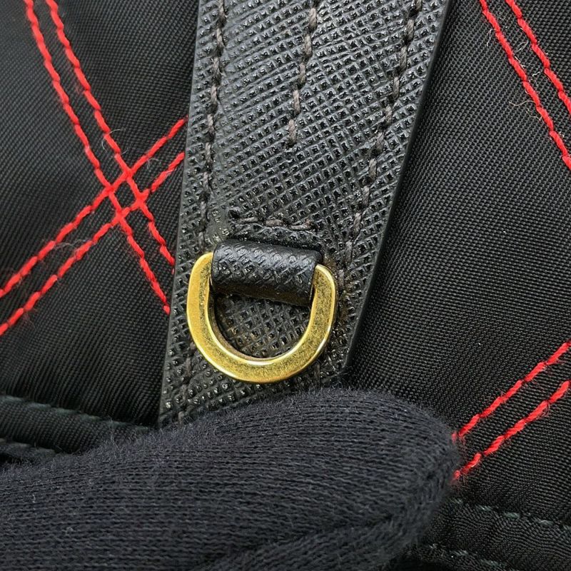 プラダ トートバッグ ロゴ キルティング ナイロン サフィアーノレザー 1BG085 PRADA 黒