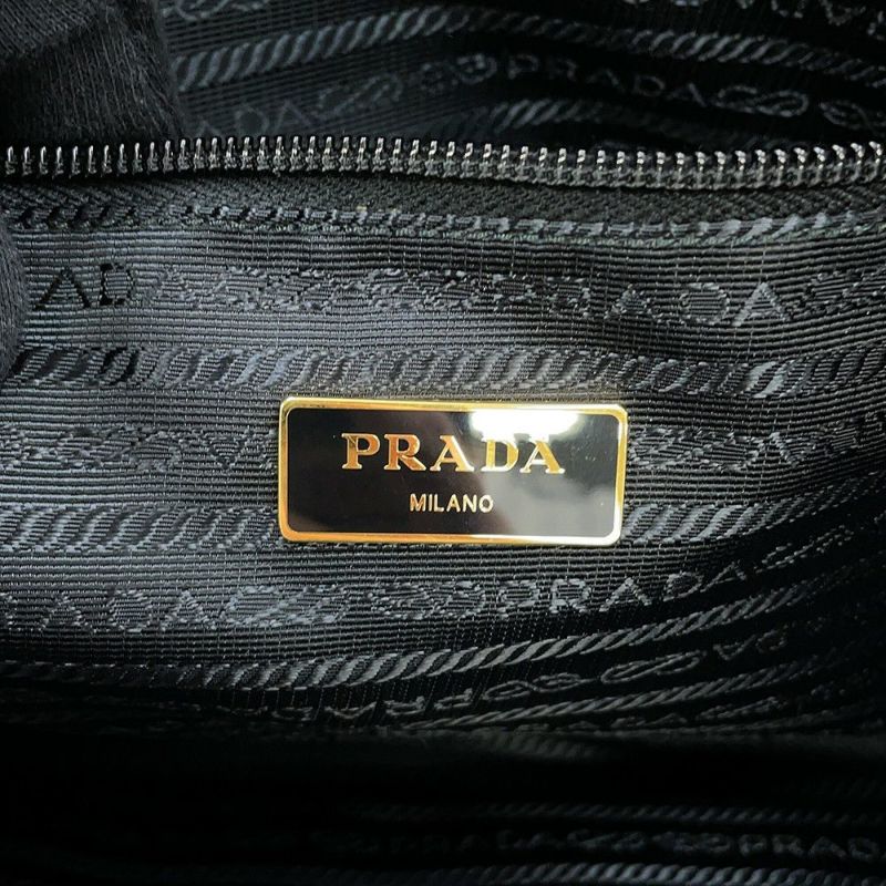 プラダ トートバッグ ロゴ キルティング ナイロン サフィアーノレザー 1BG085 PRADA 黒