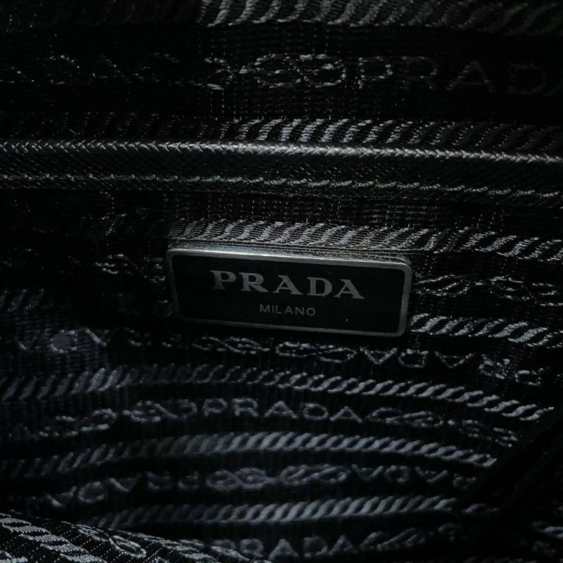 プラダ ショルダーバッグ スタッズ ナイロン レザー 1BD118 PRADA 斜め掛け 黒