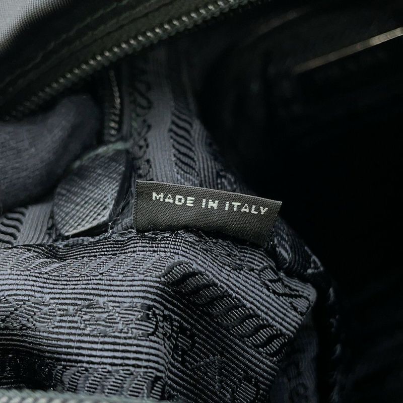 プラダ ショルダーバッグ スタッズ ナイロン レザー 1BD118 PRADA 斜め掛け 黒