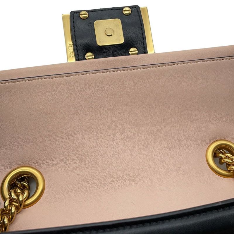 フェンディ チェーンショルダーバッグ ミニバゲット レザー 8BR793 FENDI バイカラー 2way
