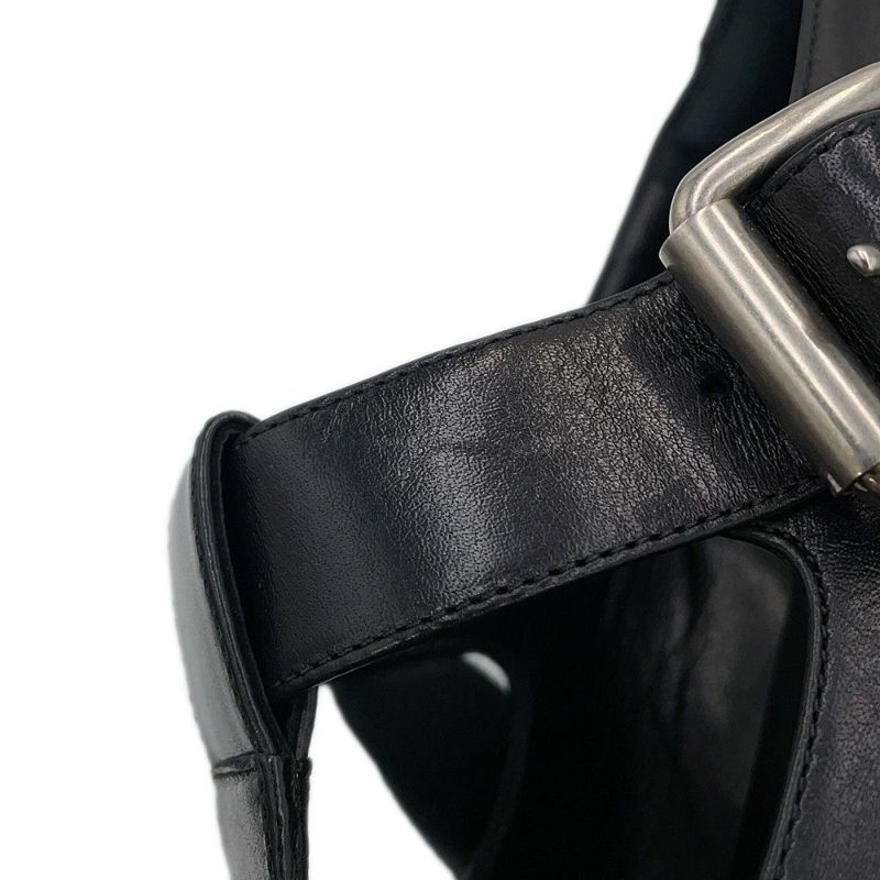 ミュウミュウ ローファー Tバー レザー レディースサイズ37 1/2 5E318E MIUMIU 靴 黒