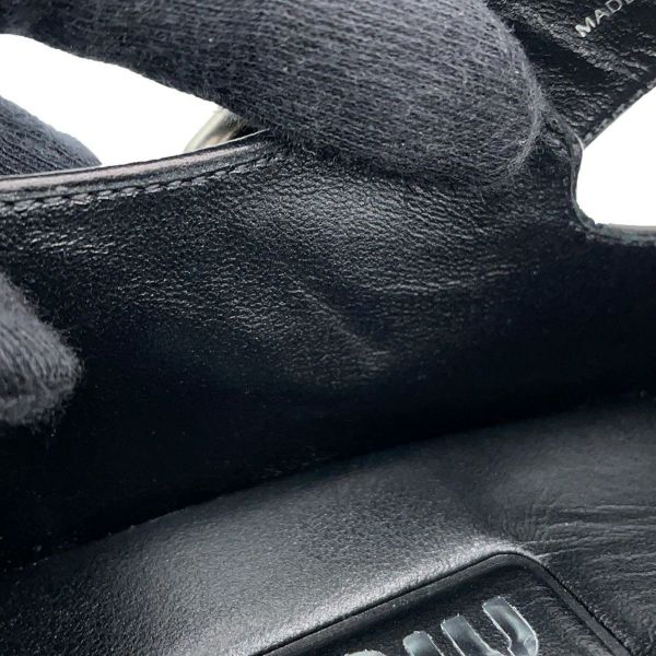 ミュウミュウ ローファー Tバー レザー レディースサイズ37 1/2 5E318E MIUMIU 靴 黒