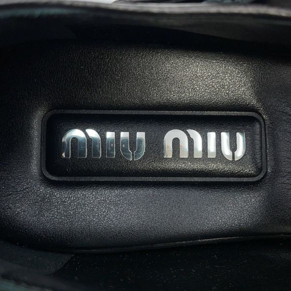 ミュウミュウ ローファー Tバー レザー レディースサイズ37 1/2 5E318E MIUMIU 靴 黒