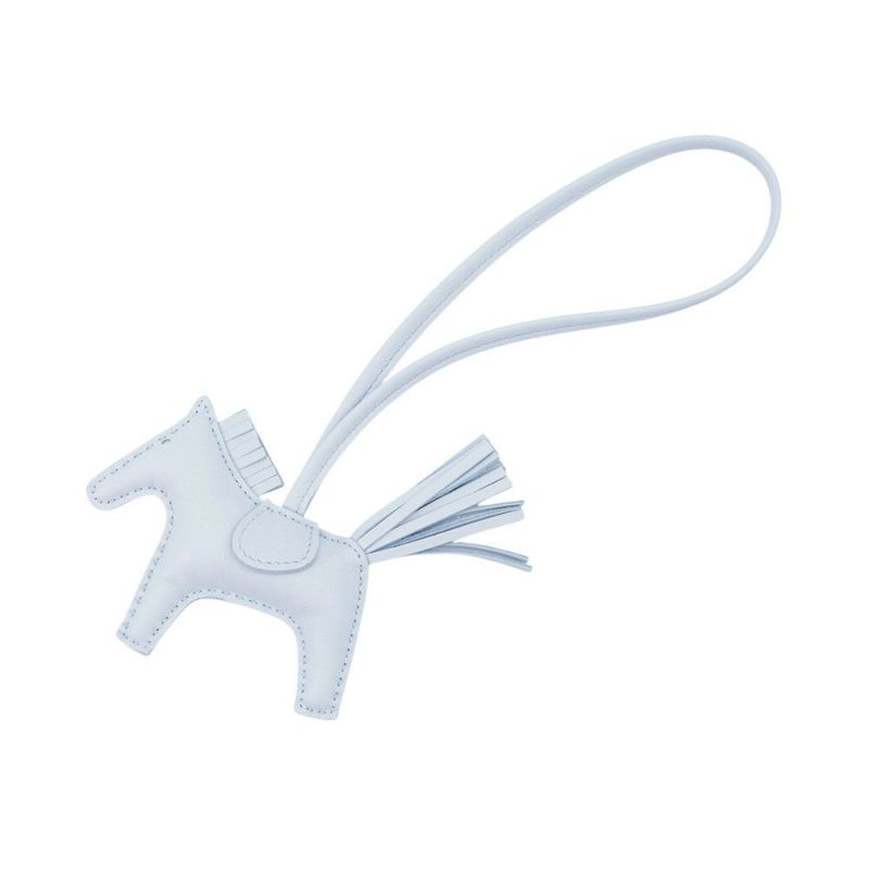 エルメス バッグチャーム ロデオPM ブルーブリュム ラムスキン K刻印 HERMES チャーム オーナメント