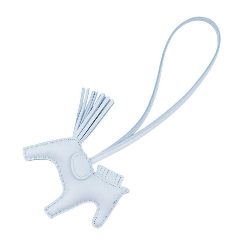 エルメス バッグチャーム ロデオPM ブルーブリュム ラムスキン K刻印 HERMES チャーム オーナメント