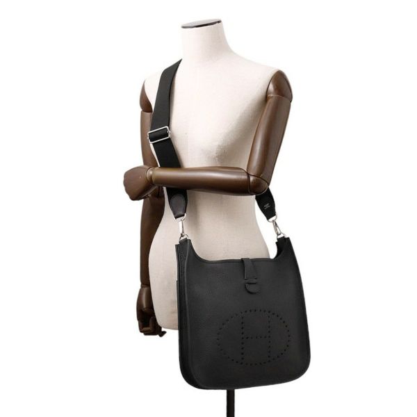エルメス ショルダーバッグ エブリン3 PM ブラック/シルバー金具 トリヨンクレマンス C刻印 HERMES Evelyne 黒