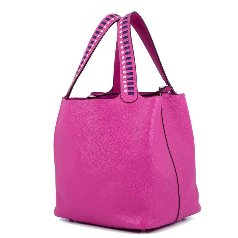 エルメス ピコタンロックMM トレサージュ・ドゥ・キュイール マグノリア/ブルーサフィール/クレ/シルバー金具 エプソン C刻印